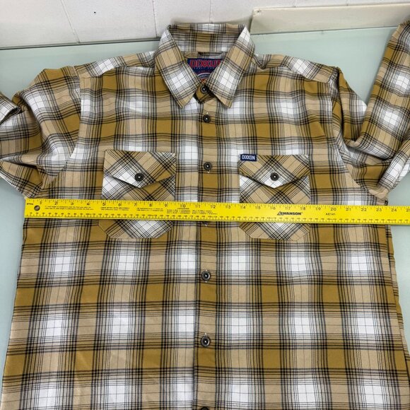 DIXXON Lager Flannel Shirt Men's Large L Long Sleeve Button Up Beige Plaid - Picture 4 of 7